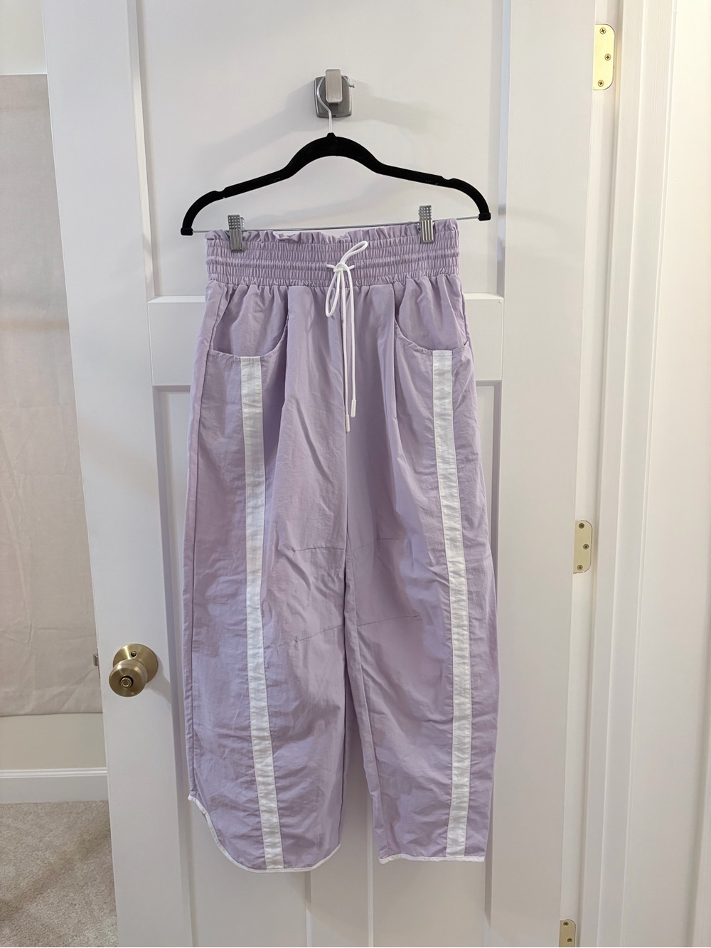 Brand new  Lavender Track Pants with White Side Stripe